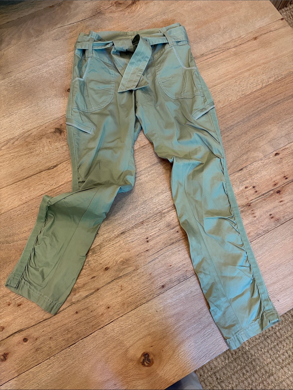 Athleta Light Sage Cargo Joggers with Self-Tie Belt